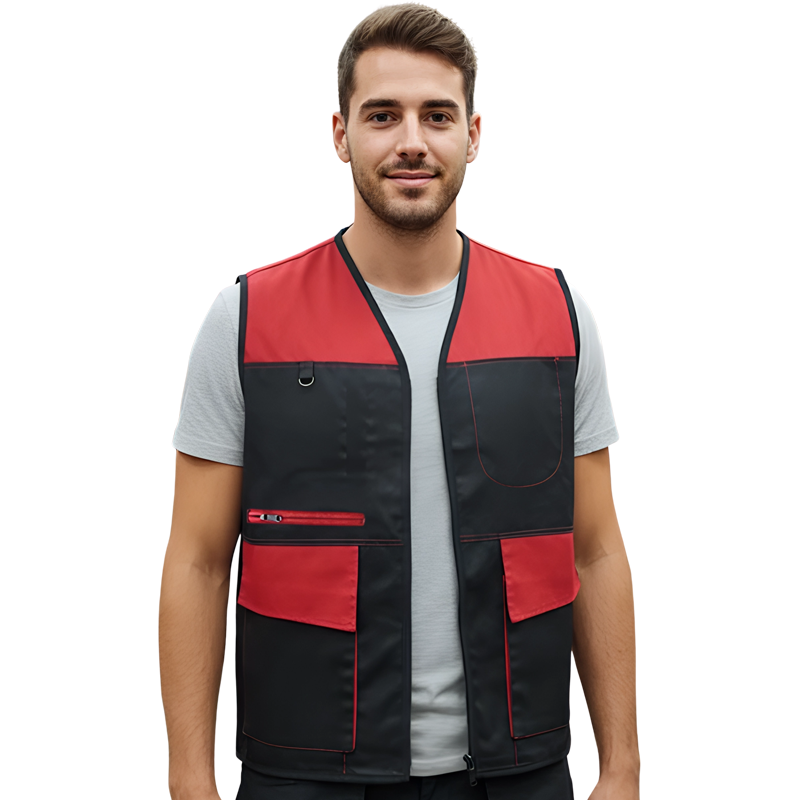 GILET NOIR-ROUGE