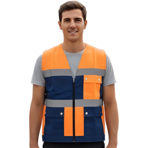 GILET ORANGE FLUO-BLEU NUIT